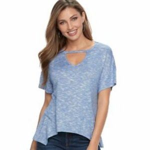 Juicy Couture Blue Blaze Cutout Shark-Bite Short Sleeve Top